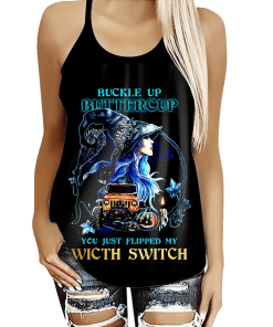 Gearhumans 3D Buckle Up Buttercup Witches Jeep Custom Cross Tank Top