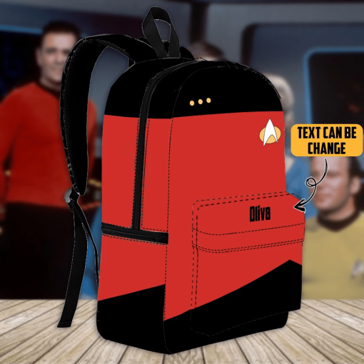 Gearhumans 3D S.T The Next Generation 1987 1994 Red Custom Name Backpack - Image 5
