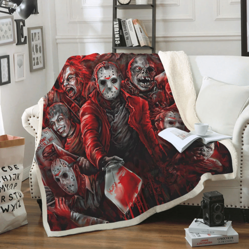 Gearhumans Halloween Murderer Blood Rain Blanket - Image 4