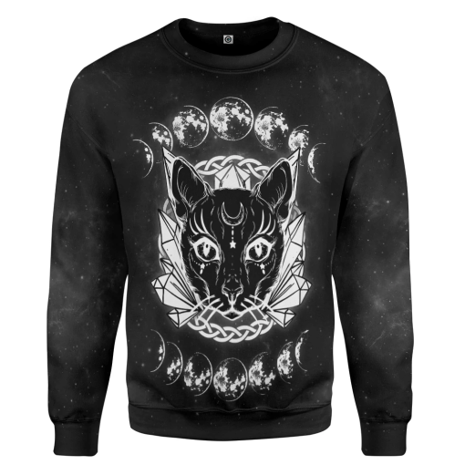 Gearhumans 3D Black Cat Wiccan Moon Custom Tshirt Hoodie Apparel - Image 2