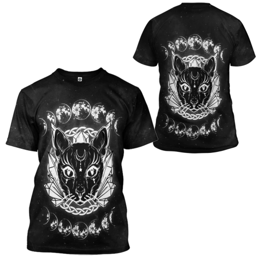 Gearhumans 3D Black Cat Wiccan Moon Custom Tshirt Hoodie Apparel - Image 7