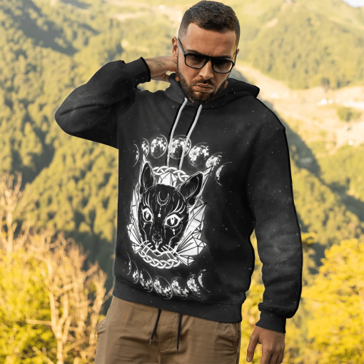 Gearhumans 3D Black Cat Wiccan Moon Custom Tshirt Hoodie Apparel - Image 13