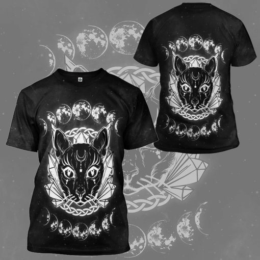 Gearhumans 3D Black Cat Wiccan Moon Custom Tshirt Hoodie Apparel - Image 9