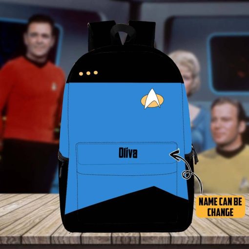 Gearhumans 3D S.T The Next Generation 1987 1994 Blue Custom Name Backpack - Image 4