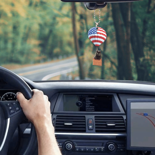 Gearhumans 3D Black Cat In Hot Air Balloon Custom Car Hanging GW10062118 Car Hanging