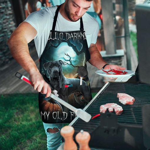 Gearhumans 3D Pitbull Hello Darkness My Old Friend Custom Apron - Image 2