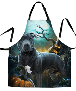 Gearhumans 3D Pitbull Hello Darkness My Old Friend Custom Apron