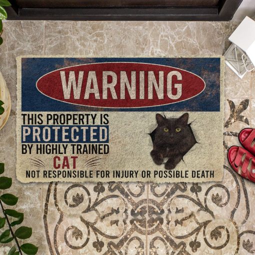Gearhumans 3D Warning This Property Protected By Black Cat Custom Doormat 6 Gearhumans 3D Warning This Property Protected By Black Cat Custom Doormat - Image 5