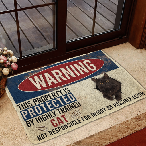 Gearhumans 3D Warning This Property Protected By Black Cat Custom Doormat 4 Gearhumans 3D Warning This Property Protected By Black Cat Custom Doormat - Image 3