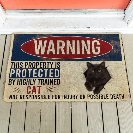 Gearhumans 3D Warning This Property Protected By Black Cat Custom Doormat 3 Gearhumans 3D Warning This Property Protected By Black Cat Custom Doormat - Image 2