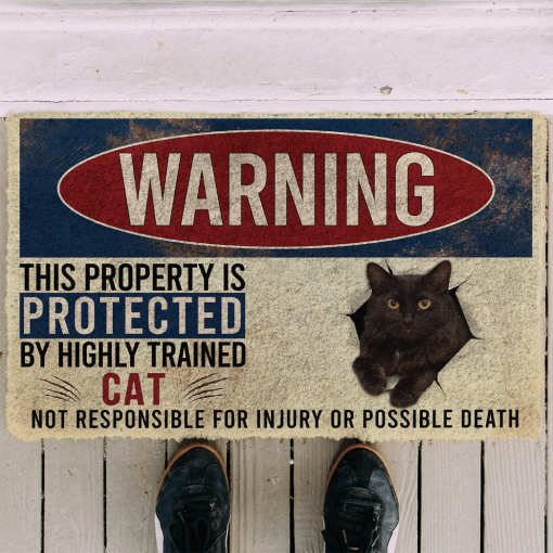 Gearhumans 3D Warning This Property Protected By Black Cat Custom Doormat 5 Gearhumans 3D Warning This Property Protected By Black Cat Custom Doormat - Image 4