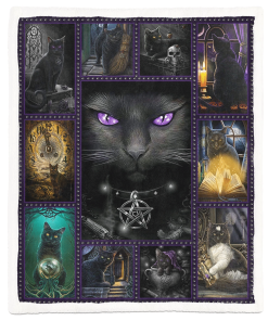 Gearhumans 3D Black Cat Wicca Custom Blanket