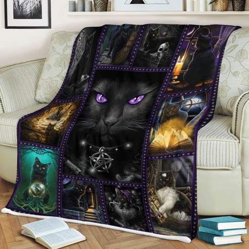 Gearhumans 3D Black Cat Wicca Custom Blanket - Image 3