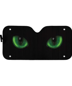 Gearhumans 3D Green Dangerous Wild Black Cat Eyes In The Dark Custom Sunshade GO01072110 Auto Sunshade 57''x27.5''