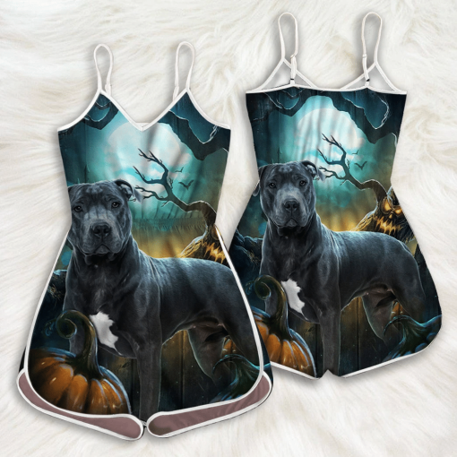 Gearhumans 3D Pitbull Hello Darkness My Old Friend Romper - Image 2