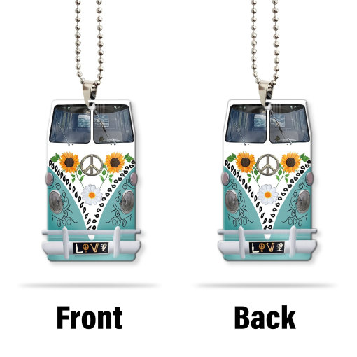 Gearhumans 3D Sunflower Hippie Van Custom Car Hanging GW1806217 Car Hanging