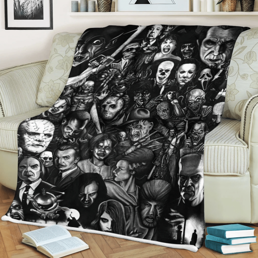 Gearhumans Halloween Horror Movie Characters Blanket - Image 4