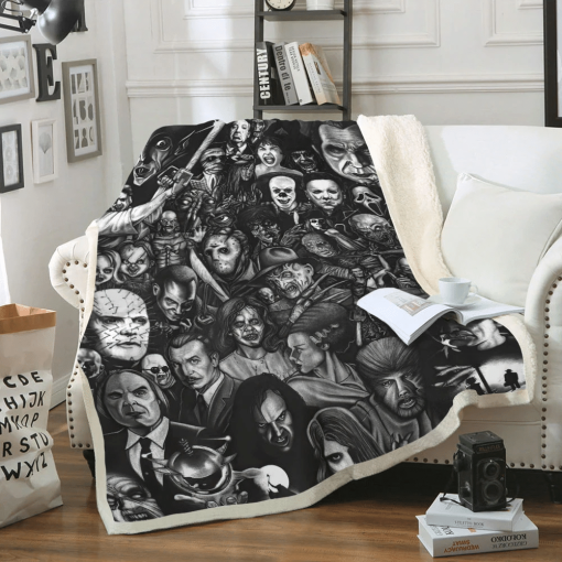 Gearhumans Halloween Horror Movie Characters Blanket - Image 2