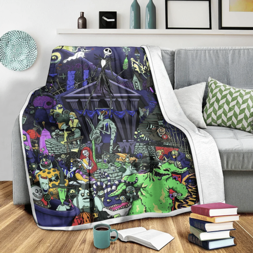 Gearhumans Ghost Town In The Nightmare Before Christmas Blanket - Image 5
