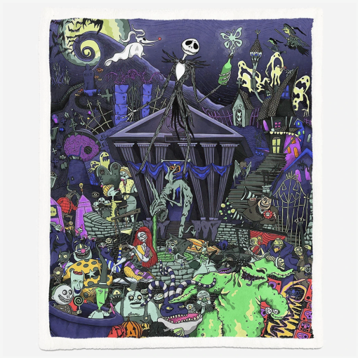 Gearhumans Ghost Town In The Nightmare Before Christmas Blanket