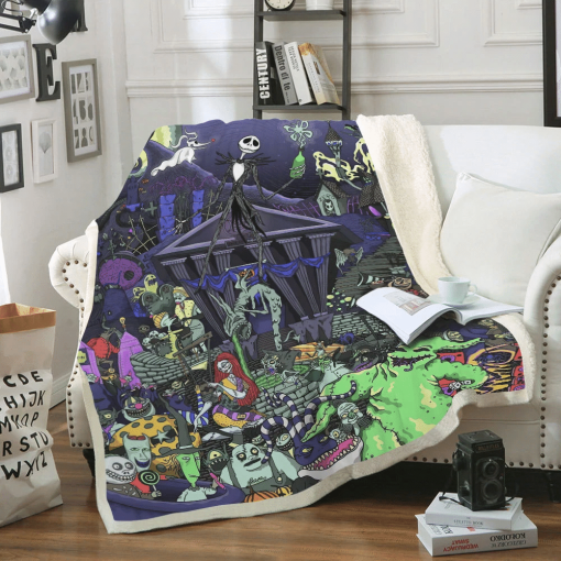 Gearhumans Ghost Town In The Nightmare Before Christmas Blanket - Image 3