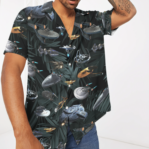 Gearhumans 3D S.T Space Ships Custom Hawaii Shirt - Image 3