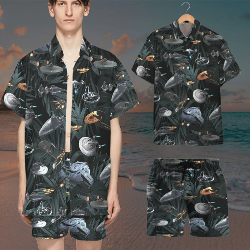 Gearhumans 3D S.T Space Ships Custom Hawaii Shirt - Image 7