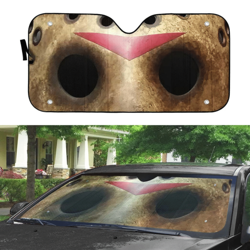 Gearhumans 3D Halloween Jason Voorhees Mask Custom Car Auto Sunshade - Image 2