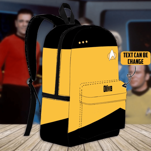 Gearhumans 3D S.T The Next Generation 1987 1994 Yellow Custom Name Backpack - Image 5