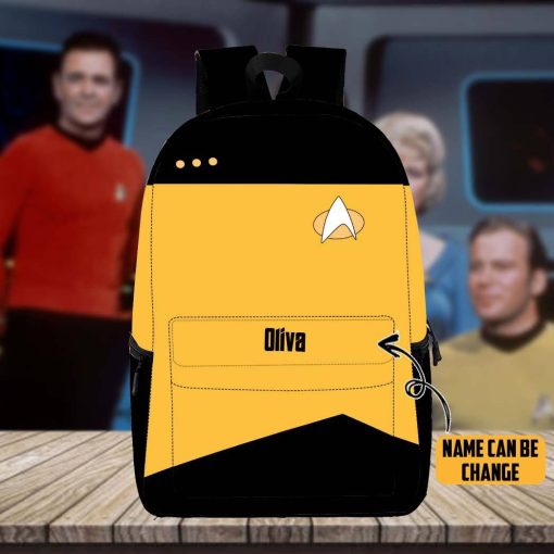 Gearhumans 3D S.T The Next Generation 1987 1994 Yellow Custom Name Backpack - Image 4