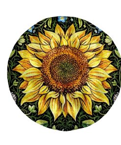 Gearhumans 3D Sunflower Custom Round Beach Towel GW2406219 Round Beach Towel Round Beach Towel FS