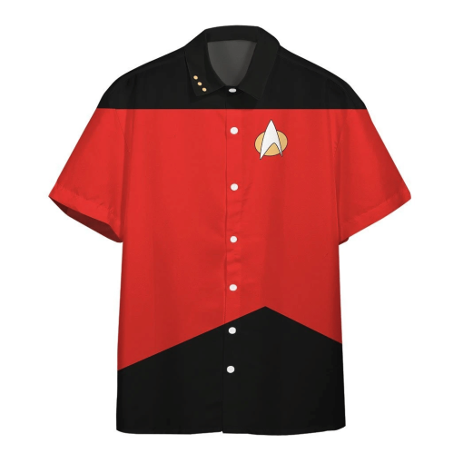 Gearhumans 3D S.T The Next Generation Red Uniform Custom Hawaii Shirt 1 Gearhumans 3D Star Trek The Next Generation Red Uniform Custom Hawaii Shirt GO19052110 Hawai Shirt Short Sleeve Shirt S