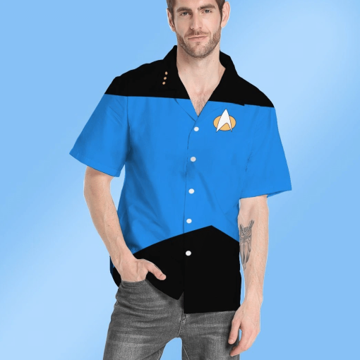 Gearhumans 3D S.T The Next Generation Blue Uniform Custom Hawaii Shirt 6 Gearhumans 3D Star Trek The Next Generation Blue Uniform Custom Hawaii Shirt GO19052111 Hawai Shirt