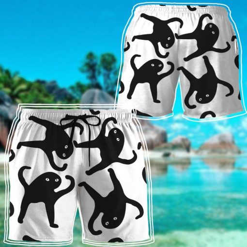 Gearhumans 3D Black Catto Meme Custom Shorts GO06052130 Men Shorts