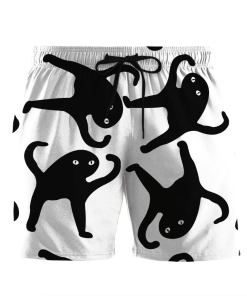 Gearhumans 3D Black Catto Meme Custom Shorts GO06052130 Men Shorts Men Shorts S