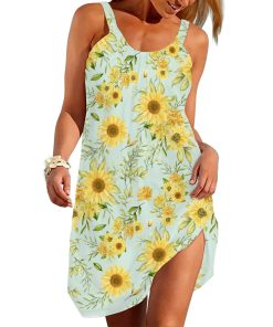 Gearhumans 3D You Are Beautiful As Sunflowers Custom Sleeveless Beach Dress GO31052111 Beach Dress Beach Dress S