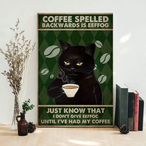 Gearhuman 3D Coffee Spelled Black Cat Custom Canvas GB19012 Canvas