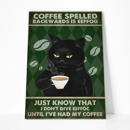 Gearhuman 3D Coffee Spelled Black Cat Custom Canvas GB19012 Canvas 1 Piece Non Frame M