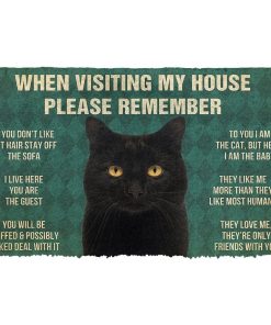 GearHuman 3D Please Remember Black Cat House Rules Doormat GR220147 Doormat Doormat S(15,8''x23,6'')