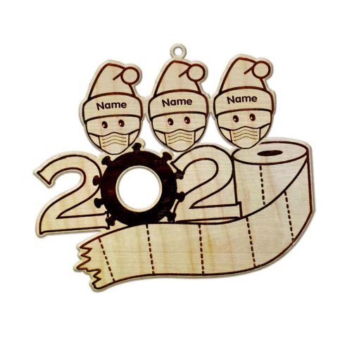 Gearhumans 3D Family Of 3 Mask Toilet Paper 2020 Christmas Ornament Custom Name 2 Gearhuman 3D Family Of 3 Mask Toilet Paper 2020 Christmas Ornament Custom Name GV221016 Ornament