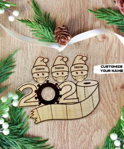 Gearhuman 3D Family Of 3 Mask Toilet Paper 2020 Christmas Ornament Custom Name GV221016 Ornament Acrylic 1Pc