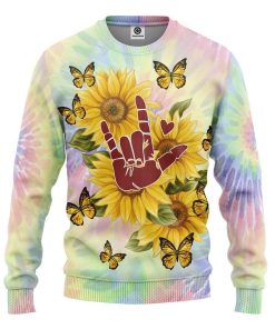 Gearhuman 3D Tie Dye And Sunflower Custom Sweatshirt Apparel CGC15101 Sweatshirt Sweatshirt S