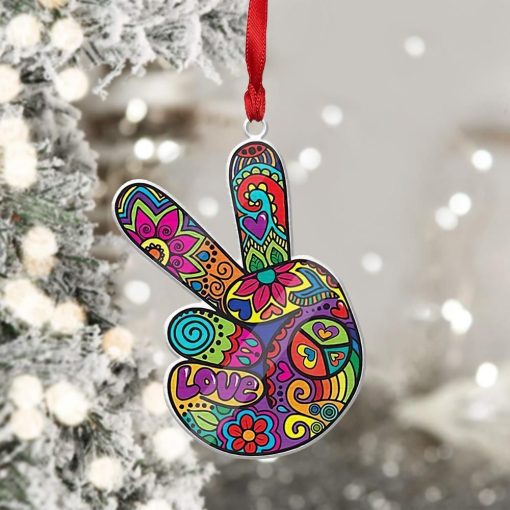 Gearhuman 3D Hippie Peace Hand Sign Christmas Ornament GV26109 Ornament