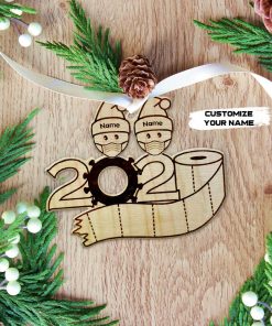 Gearhuman 3D Family Of 2 Mask Toilet Paper 2020 Christmas Ornament Custom Name GV221015 Ornament Acrylic 1Pc