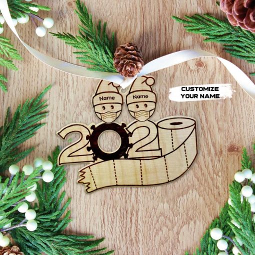 Gearhumans 3D Family Of 2 Mask Toilet Paper 2020 Christmas Ornament Custom Name 1 Gearhuman 3D Family Of 2 Mask Toilet Paper 2020 Christmas Ornament Custom Name GV221015 Ornament Acrylic 1Pc