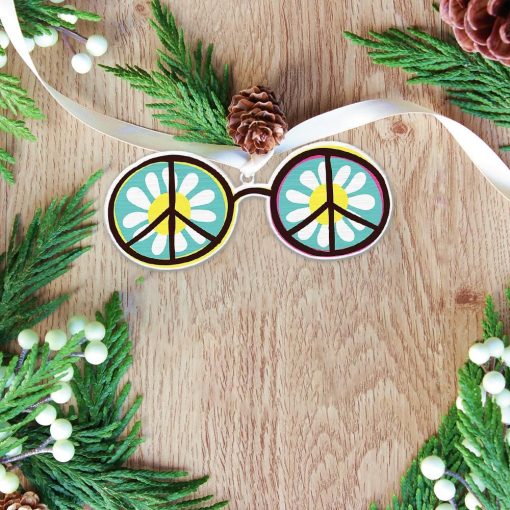 Gearhumans 3D Xmas Hippie Sunglasses Christmas Ornament 3 Gearhuman 3D Xmas Hippie Sunglasses Christmas Ornament GV261016 Ornament Acrylic 1Pc