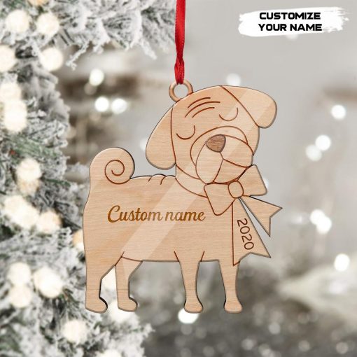 Gearhuman 3D Pug 2020 Custom Name Christmas Ornament GV30105 Ornament
