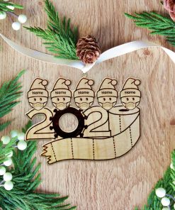 Gearhuman 3D Family Of 5 Mask Toilet Paper 2020 Christmas Ornament Custom Name GV221018 Ornament Acrylic 1Pc