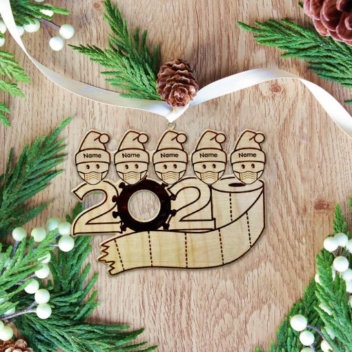 Gearhuman 3D Family Of 5 Mask Toilet Paper 2020 Christmas Ornament Custom Name GV221018 Ornament Acrylic 1Pc