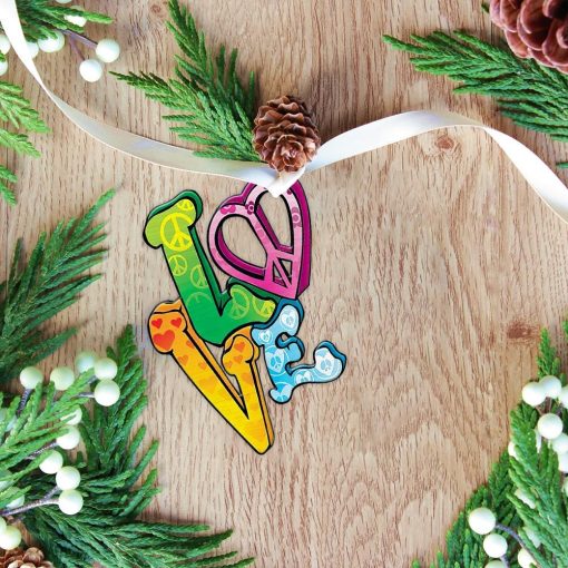 Gearhuman 3D Hippie Love Sign Christmas Ornament GV261017 Ornament Acrylic 1Pc